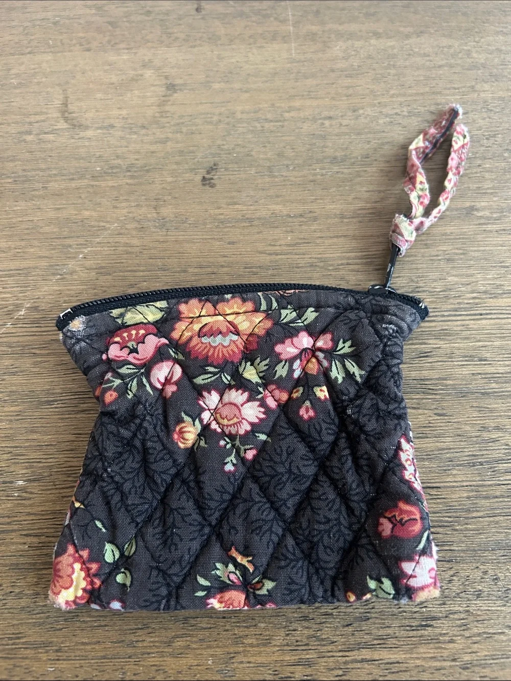 Vera Bradley Vintage Retired 1990 Floral Chocolat Pattern Quilted Coin Pouch.